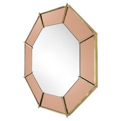 Modernist Custom by High Style Deco Segmented Bronze Octagonal Bordered Mirror