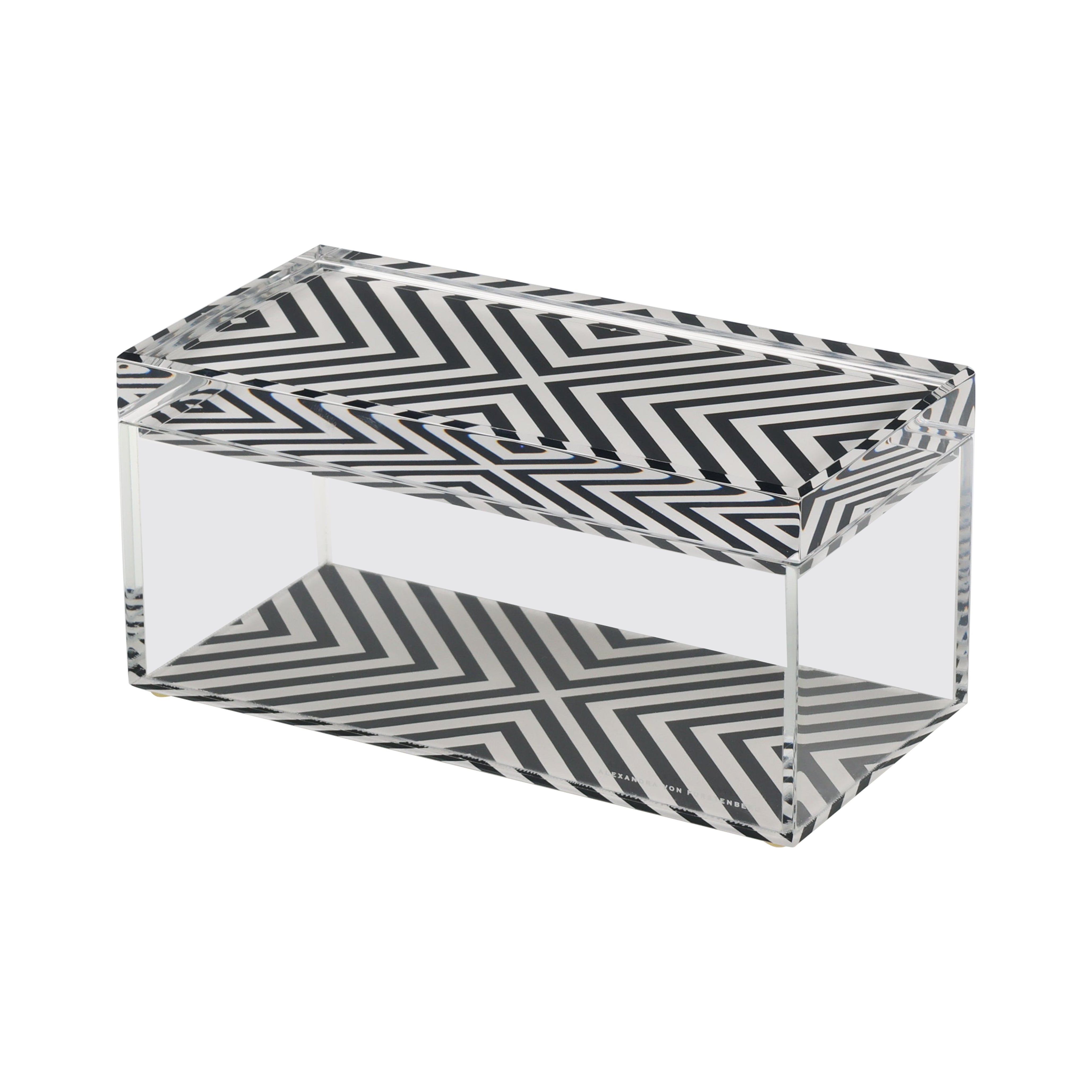 Alexandra Von Furstenberg Acrylic Treasure Box in X Print - Large Storage Box en venta