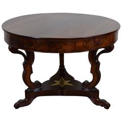 Italian Late Neoclassic Walnut Three-Drawer Center Table, Mid-19th Century 8