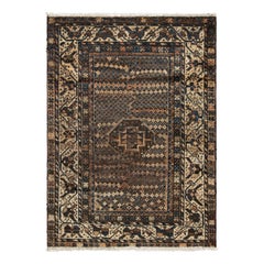 Vintage Gabbeh Persian Rug in Beige-Brown with Geometric Patterns - Rug & Kilim