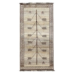 Alfombra persa Gabbeh vintage en color topo con motivos geométricos - Rug & Kilim