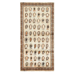 Vintage Gabbeh Persian Runner Rug with Orange Paisley Patterns - Rug & Kilim