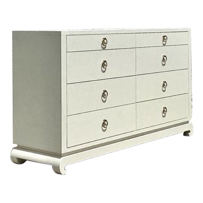 Vintage Boho Grasscloth Wrapped Dresser