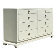Vintage Boho Grasscloth Wrapped Dresser