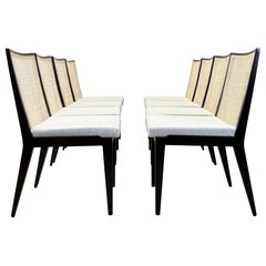 Set of Eight Caned Back Dining Chairs by Edward Wormley for Dunbar