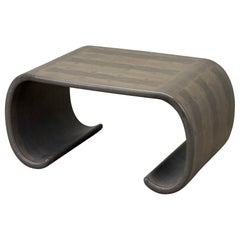 Table à rouleau Karl Springer en lézard gaufré 1988 (signé et daté)