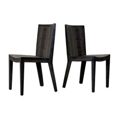 Karl Springer Pair of "J.M.F. Chairs" in Embossed Lizard 1985 (Signed & Dated)