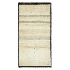 Vintage Gabbeh Persian Runner Rug in Black and Cream Tones - Rug & Kilim