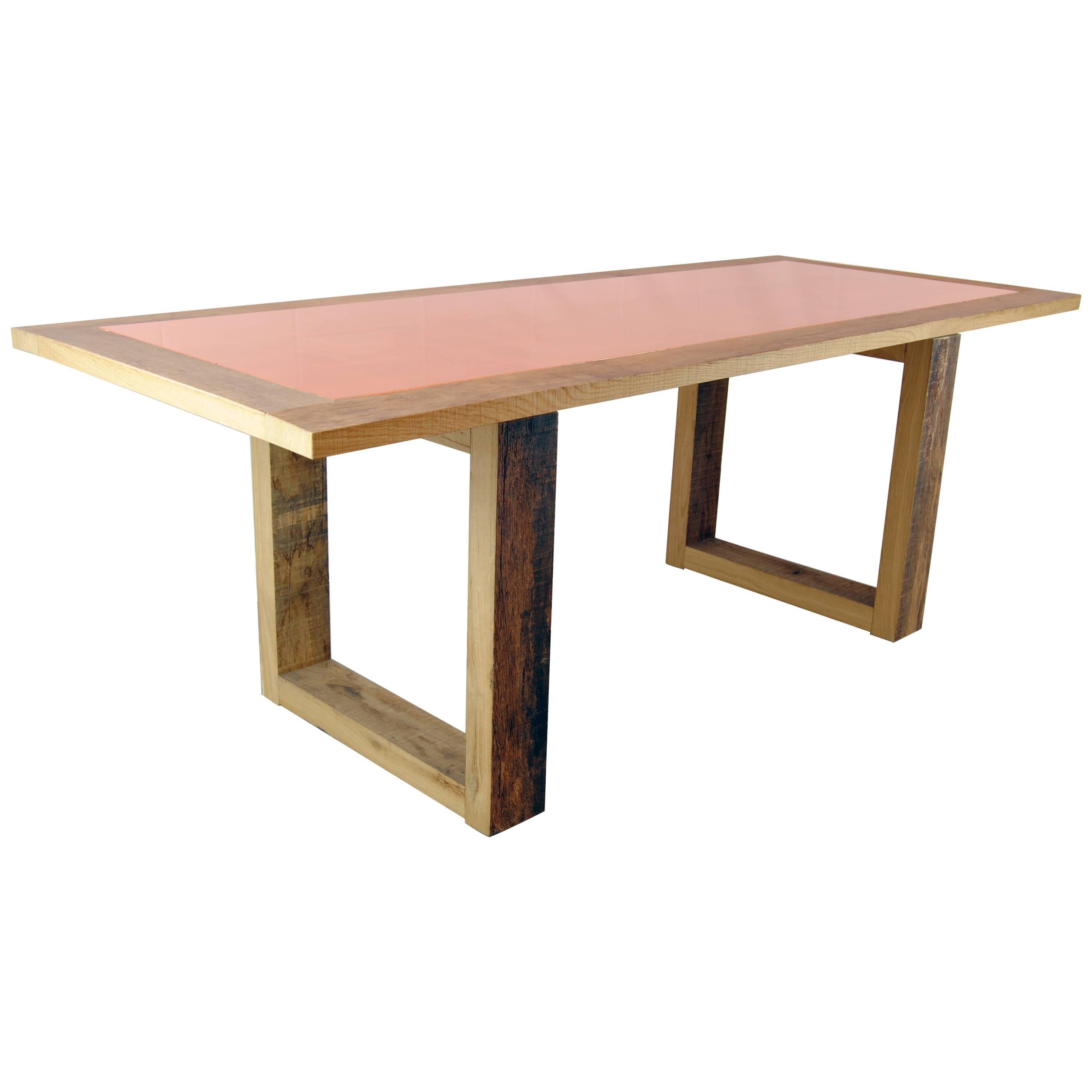 Modern Wood and Copper Dining Table by Michelangeli, Italy For Sale