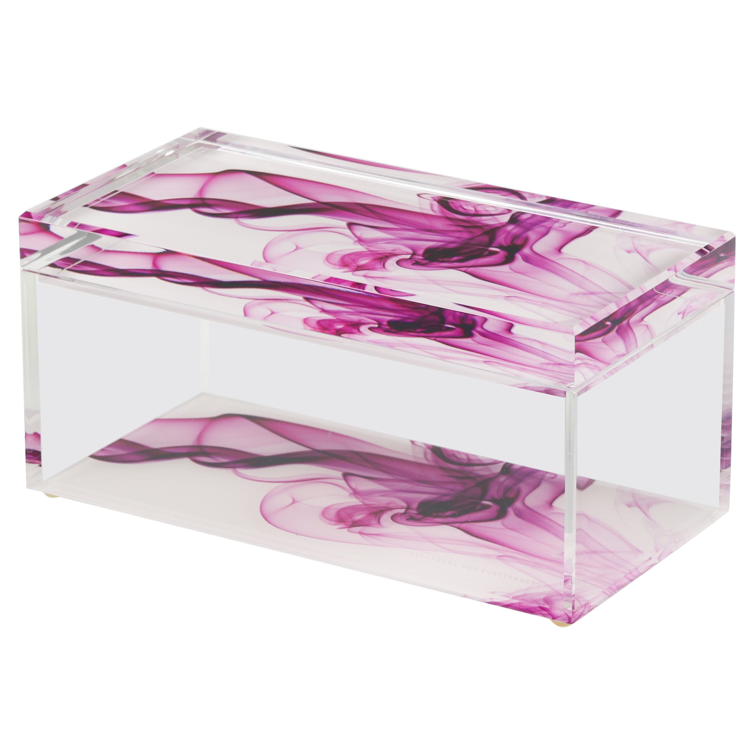 Caja acrílica del tesoro Alexandra Von Furstenberg en magenta ahumado - Caja grande