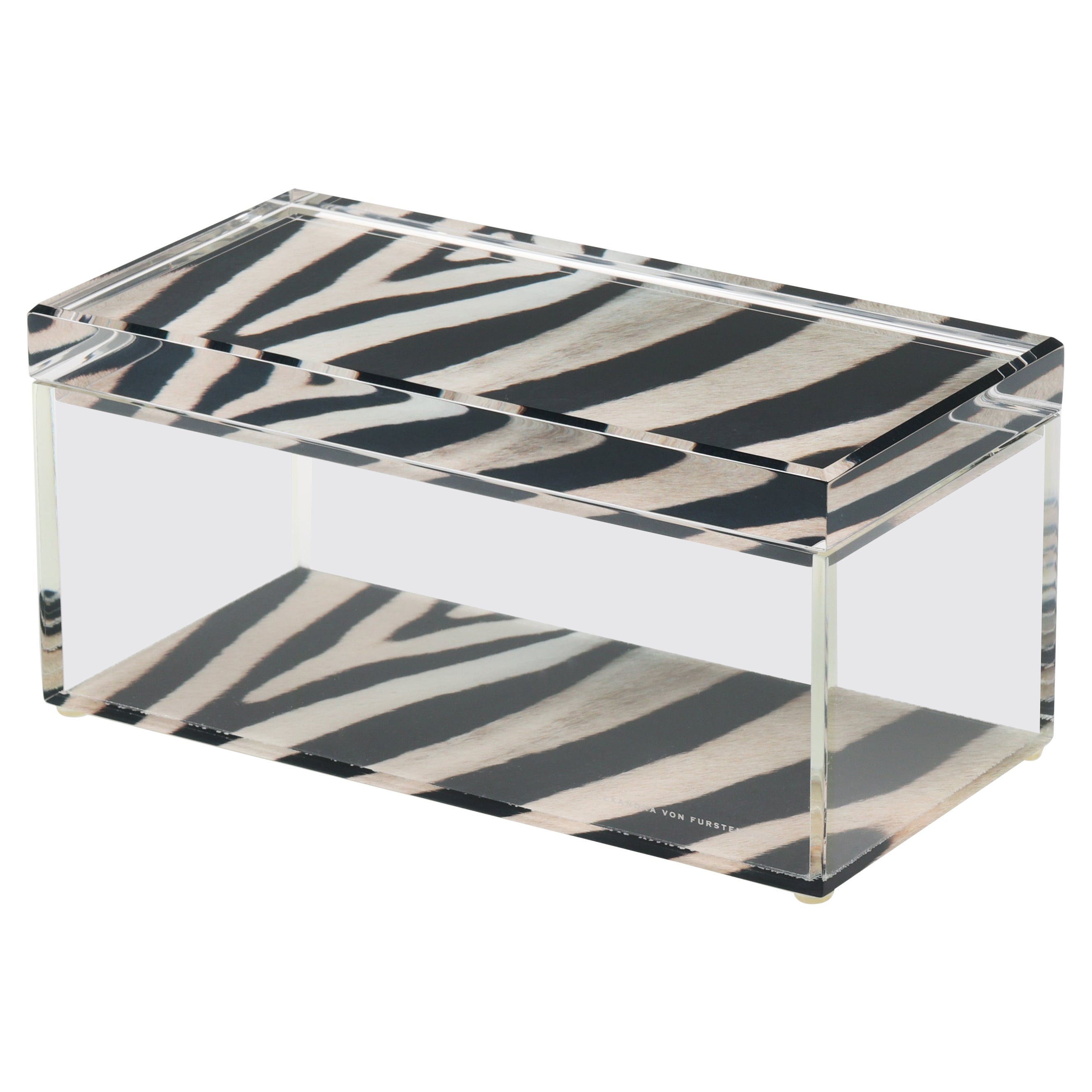 Caja acrílica del tesoro Alexandra Von Furstenberg con estampado de cebra - Caja grande