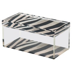 Caja acrílica del tesoro Alexandra Von Furstenberg con estampado de cebra - Caja grande