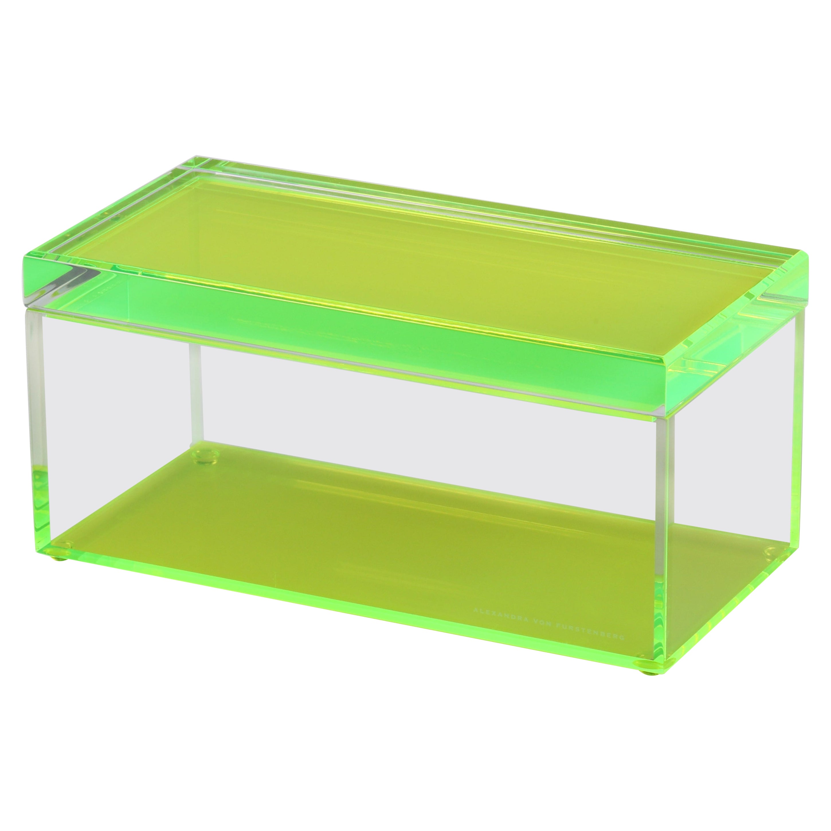 Alexandra Von Furstenberg Caja acrílica del tesoro en verde - Caja de almacenaje grande en venta