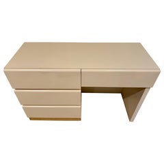 Post Modern Lacquered Writing Desk Table Vanity with Brass Accents