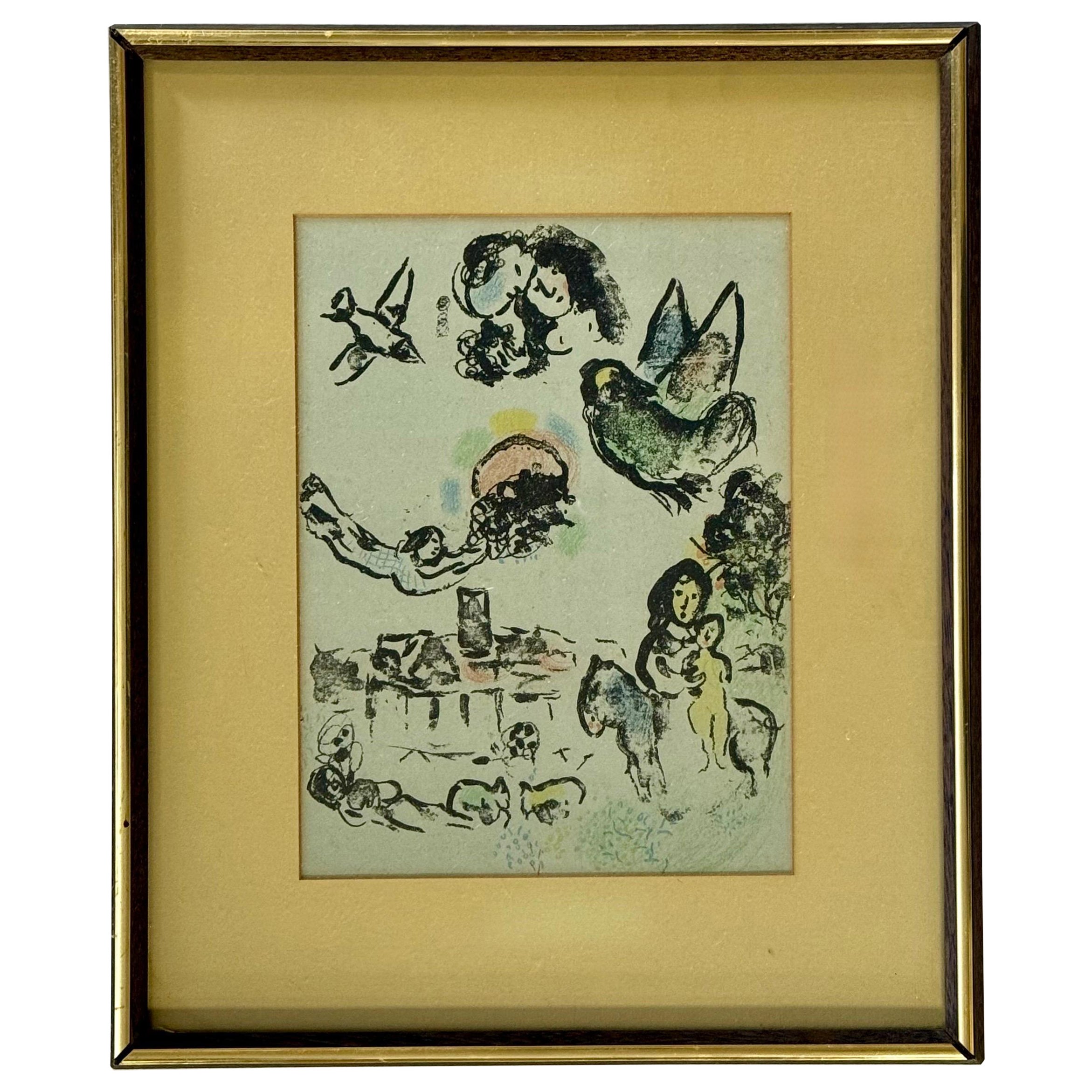 Marc Chagall "Nocturne at Vence" Original Lithograph 1963 For Sale