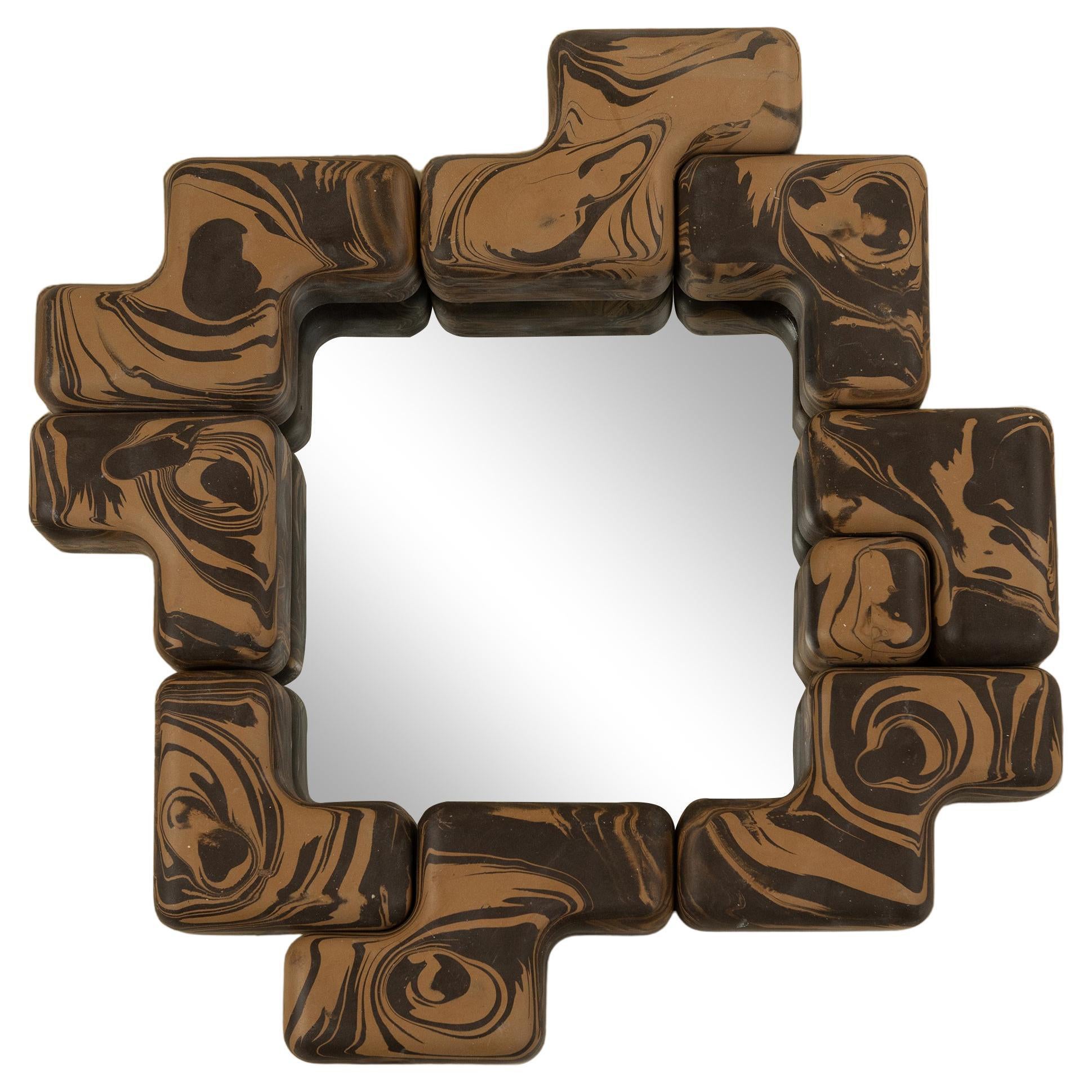 Specchio Cube Fit - Marrone su marmo marrone