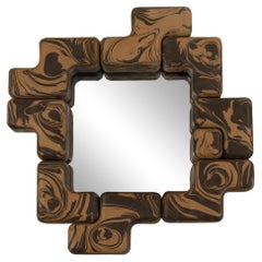 Cube Fit Mirror - Brown on Brown Marble