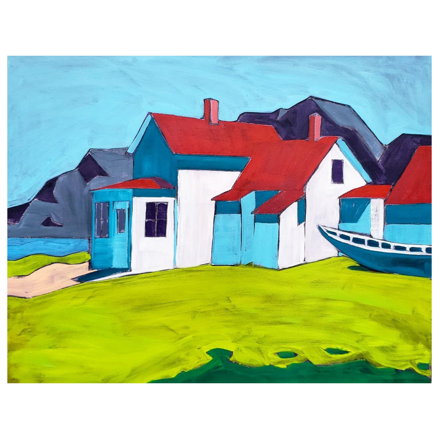 Top of Monhegan di James Mattinson, 22x28, Olio su tela di Wood, 2021