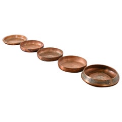 Heintz Arts & Crafts Sterling Silver on Bronze Nesting Ashtrays or Catchalls