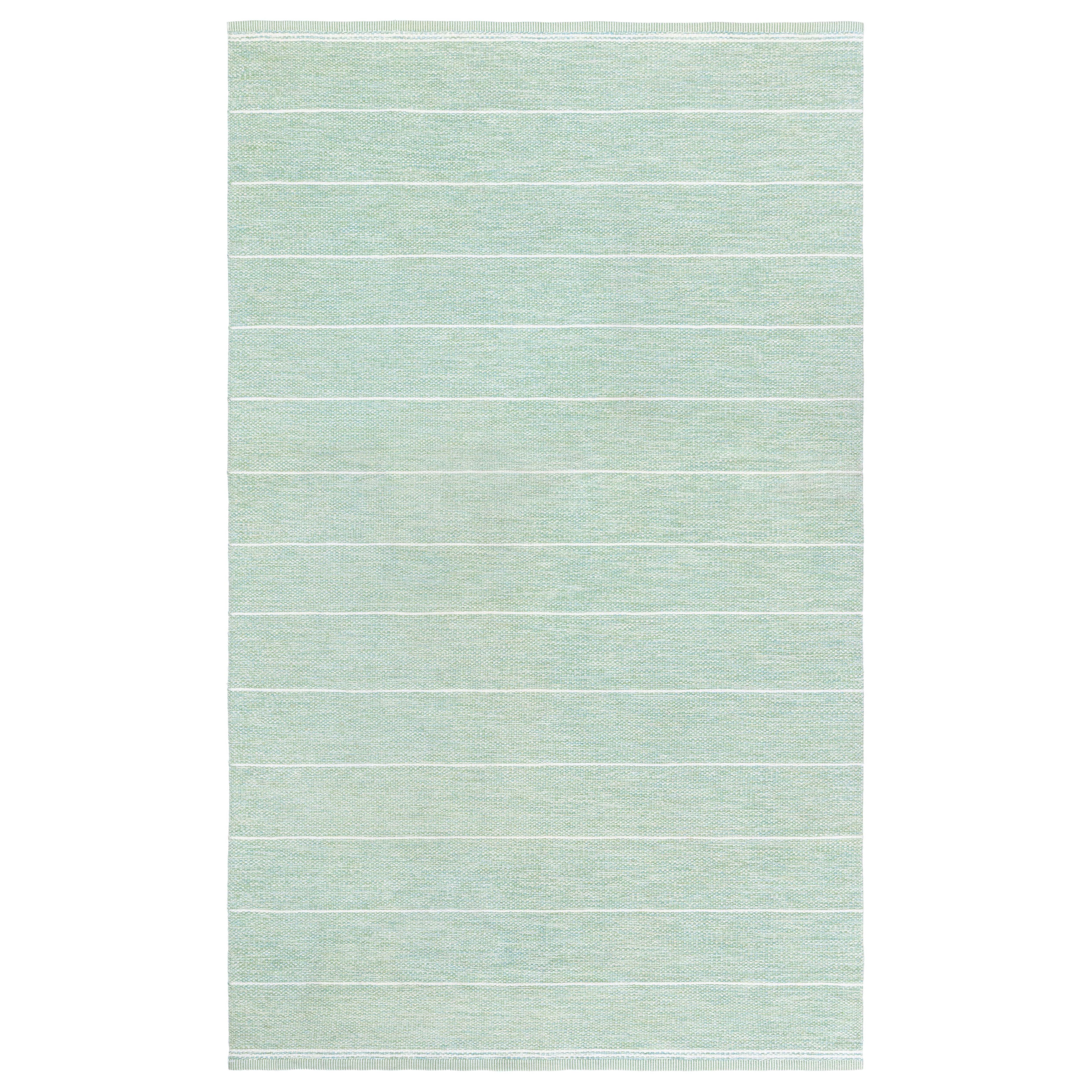 Schwedischer flacher gewebter Vintage-Teppich Doris Leslie Blau in Grün im Angebot