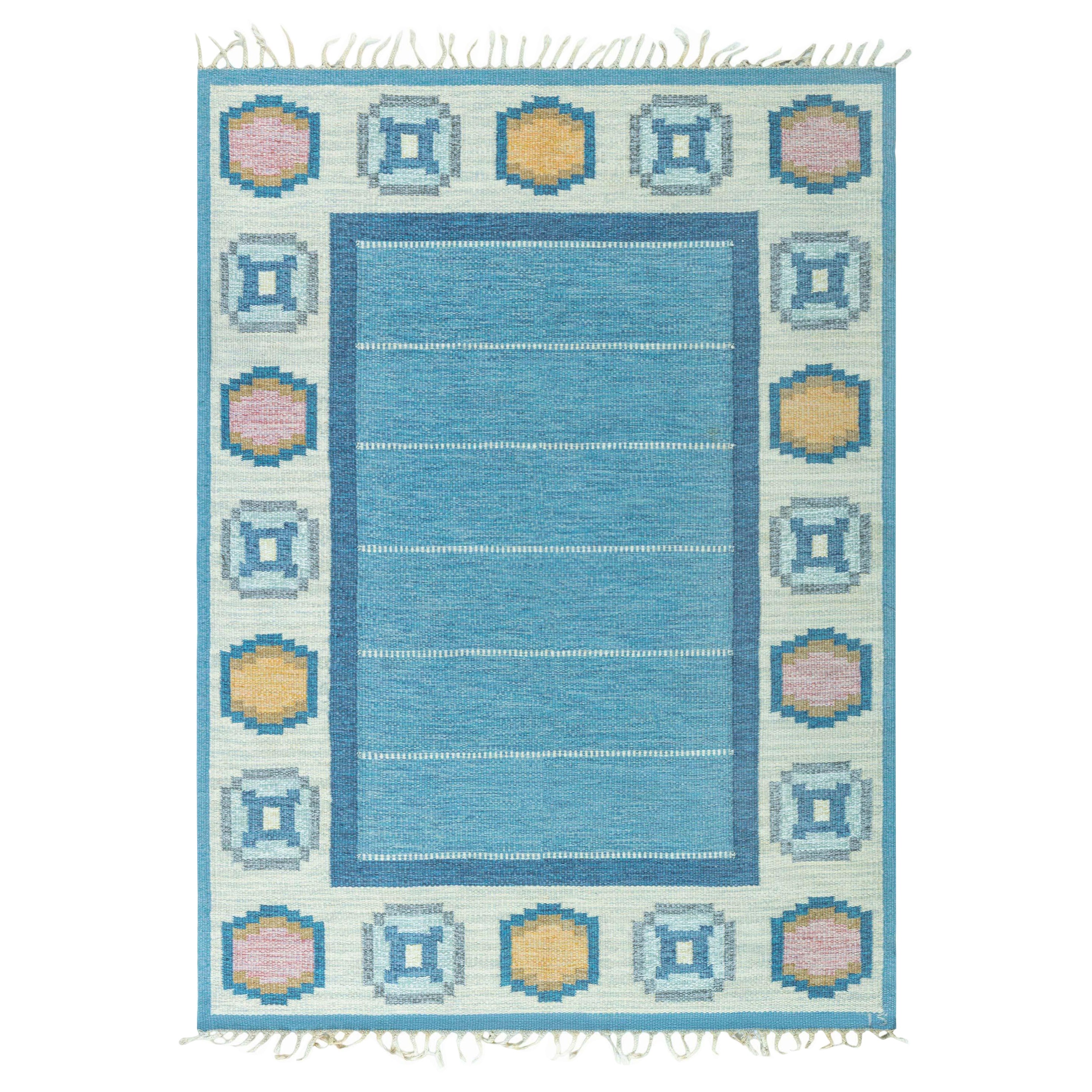 Tapis suédois vintage tissé à plat Doris Leslie Blau par Ingegerd Silow