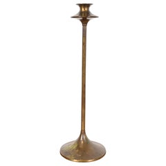 Robert Jarvie Style Antique Arts & Crafts Turned Brass Tall Candlestick