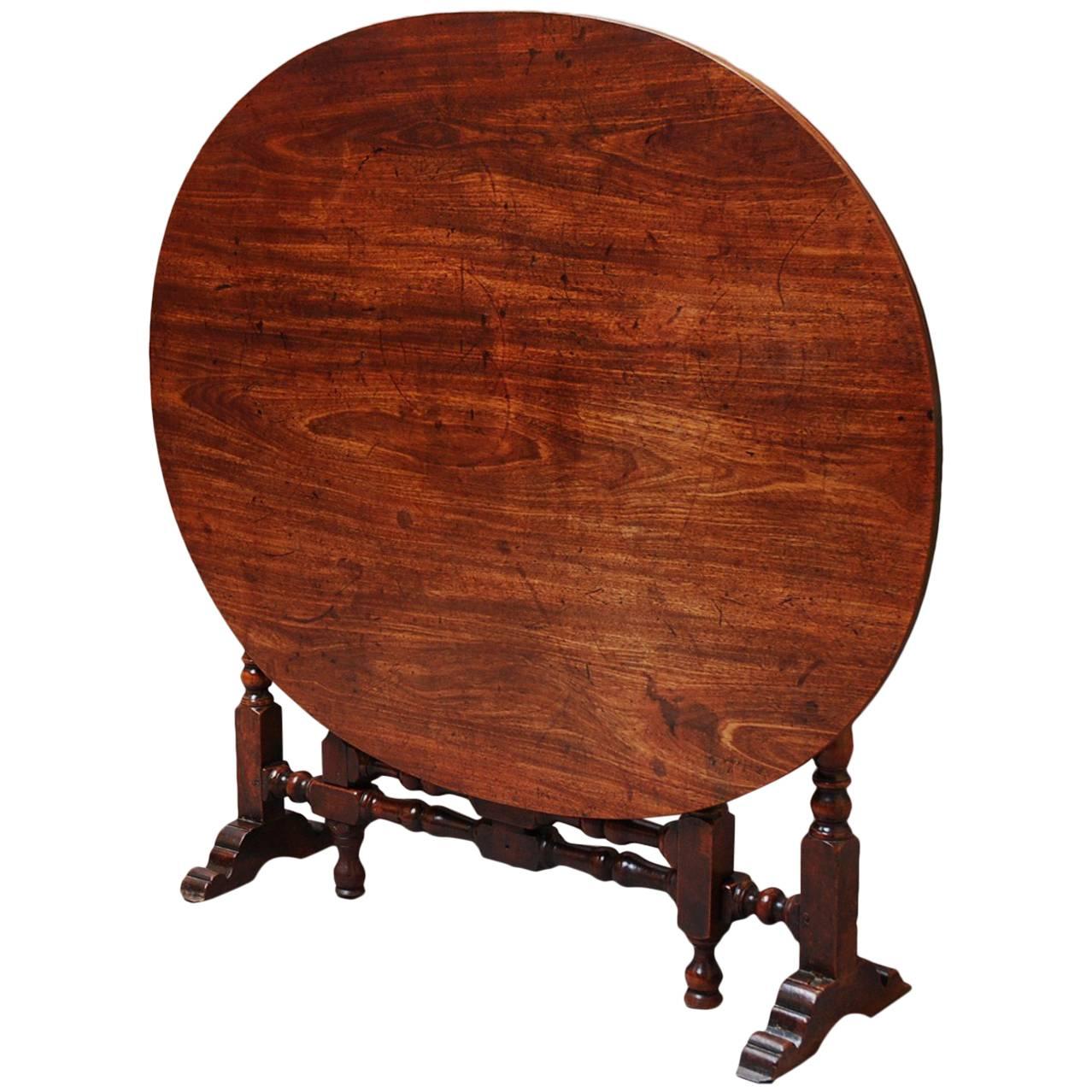 Rare Late 17th Century Yew Wood Coaching Table with Later Mahogany Top