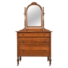 Baker Furniture Style Antique French Regency Louis XVI Mahogany Vanity Dresser