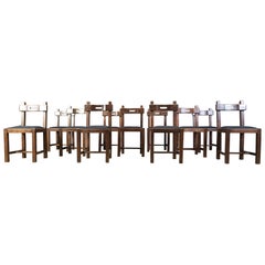 Vintage brutalist dining chairs, 1960s  - set of 11