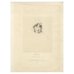 Antique Charming Portrait of Miss Siddons in Delicate Chalk Drawing Style, 1830