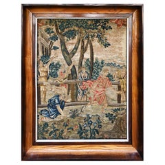 18th century framed French embroidery, Pétanque game - 57x70 cm - No. 1561