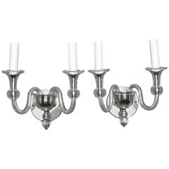 Pair of Two-Light Mid-Century Murano Glass Sconces