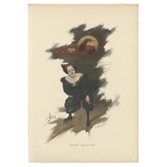 Humorous Portrait of a Woman in Black Dress with Whimsical Pots, c. 1900