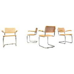 Set of 4 vintage Marcel Breuer style armchairs, made in italy, 1970s