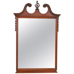 Baker Furniture Style Georgian Carved Mahogany Framed Wall Mirror, Circa 1940s