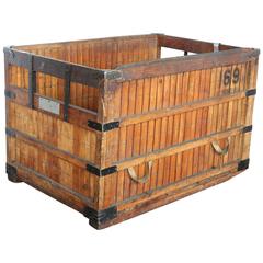 Large Antique American Industrial Wood Crate or Bin