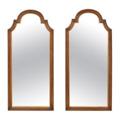 Henredon French Regency Louis XVI Carved Walnut and Gold Gilt Tall Wall Mirrors