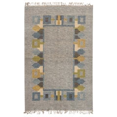 Doris Leslie Blau Vintage Swedish Flat-Weave Rug Signed 'JR'