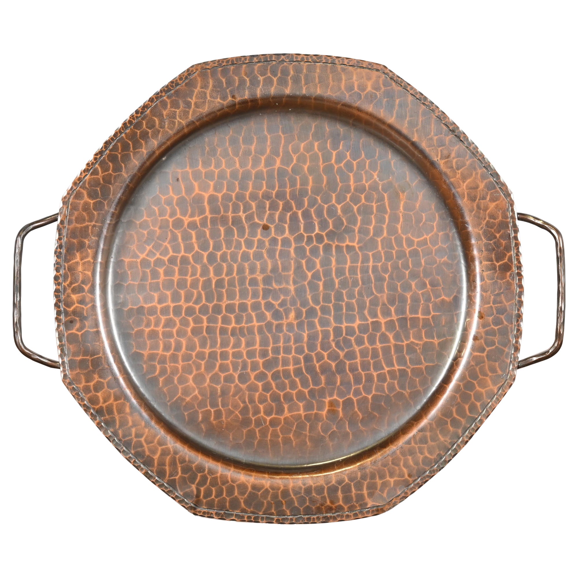 Roycroft Arts & Crafts Hammered Copper Handled Tray