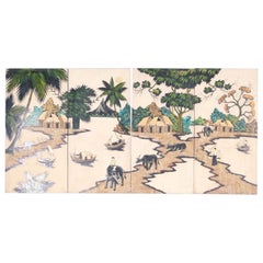 Set of 4 painted panels