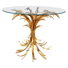 Vintage gilt metal sheaf of wheat coco chanel coffee table, 1960s