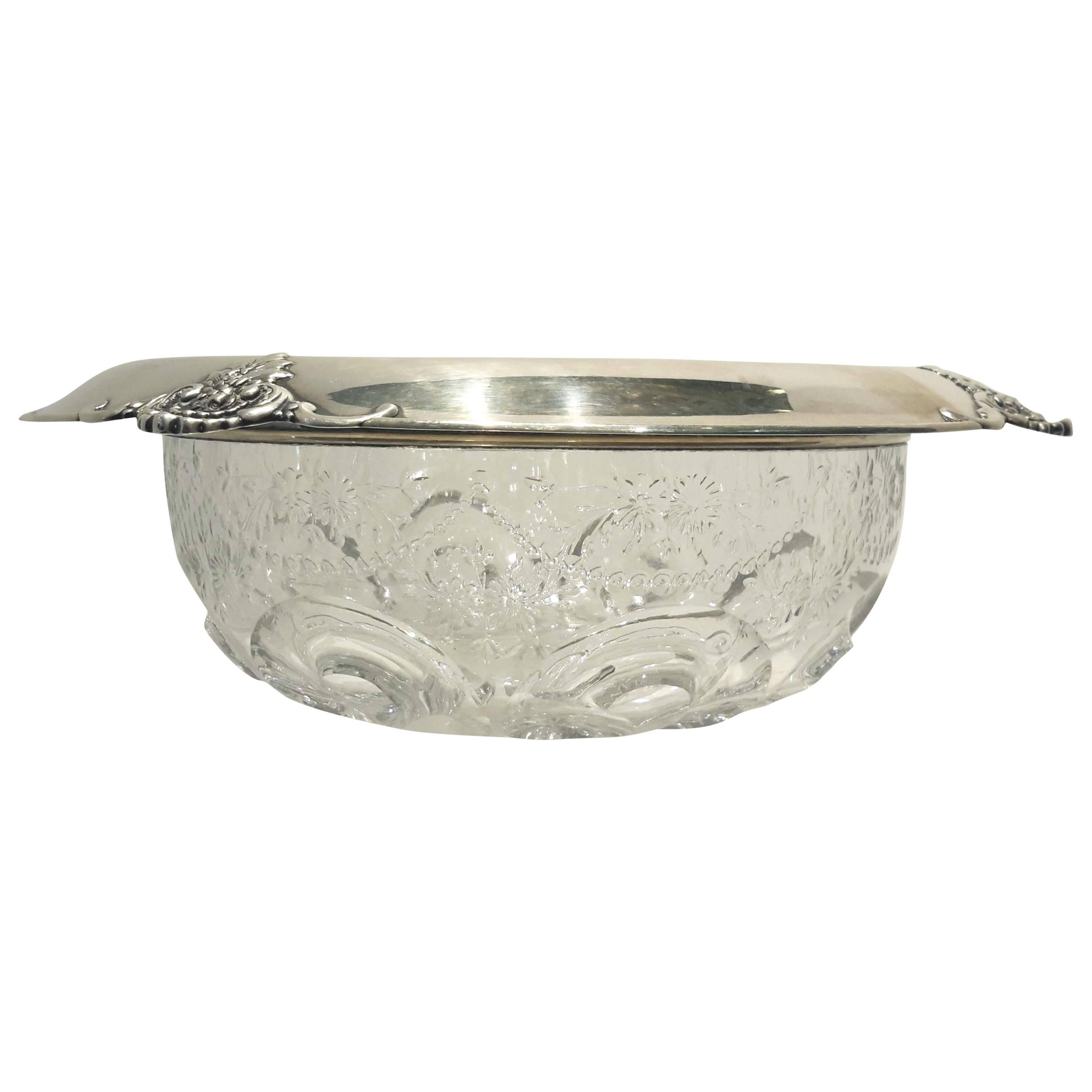 Tiffany 
Co. Makers Sterling Silver and Cut Crystal Center Bowl, 19th Century