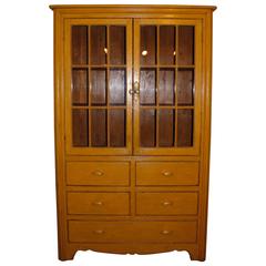Antique Cupboard with Drawers and Glass Doors