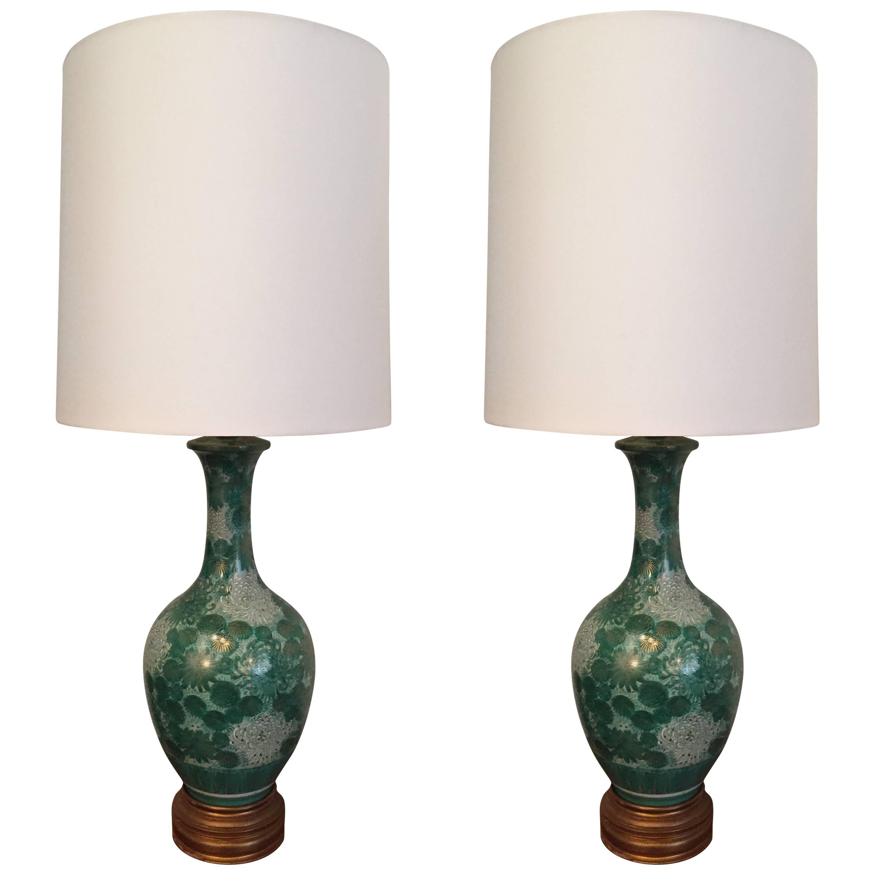 Pair of Marbro 1950s Mid-Century America Moriage Table Lamps