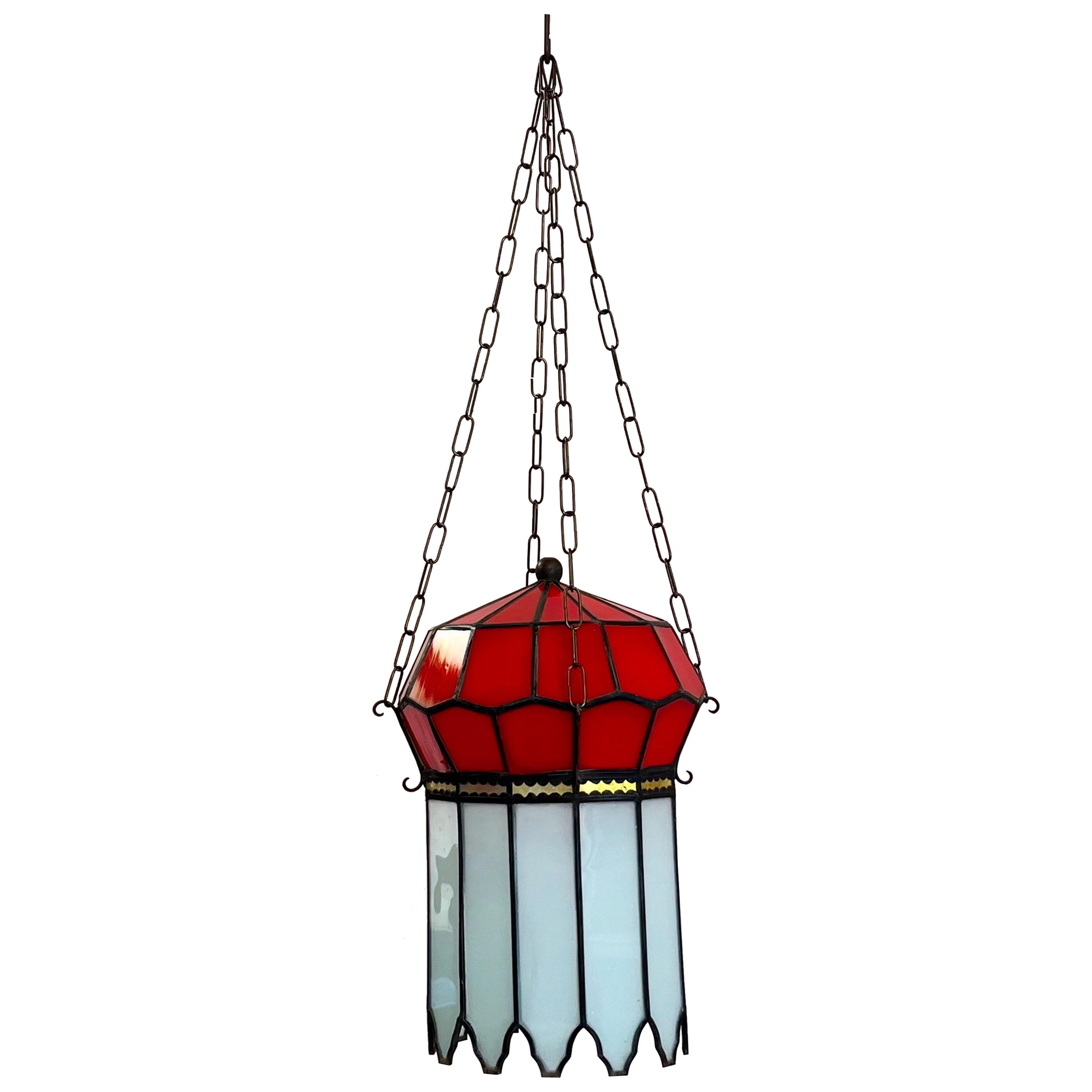 Early Twentieth Century Chinoiserie Glass Lantern in vendita