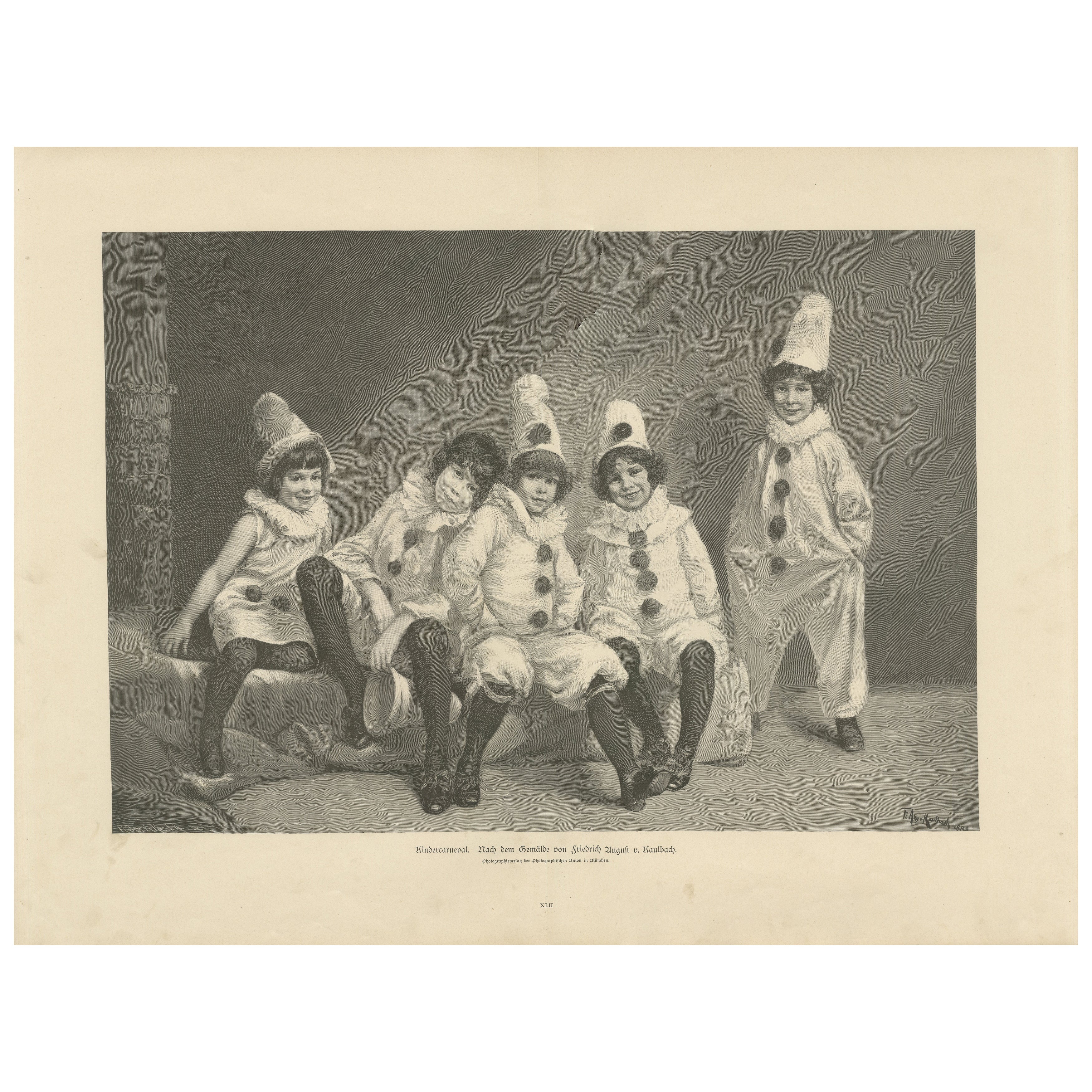 Encantadora escena infantil de carnaval - Según Friedrich August von Kaulbach, c.1900