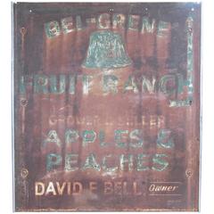 Vintage 1950s Hand-Painted Steel Fruit Ranch Sign