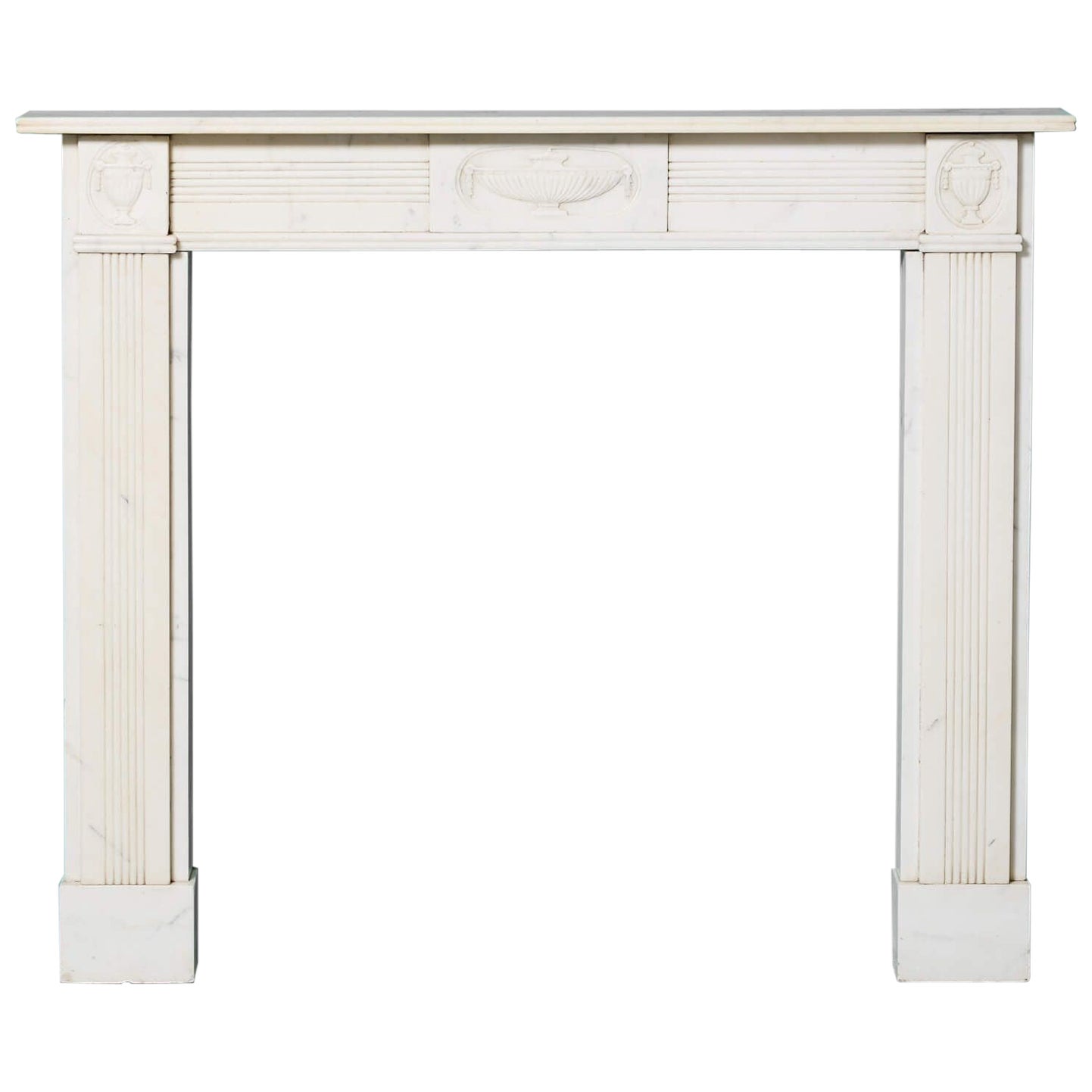 Antique Georgian Style White Statuary Marble Fire Mantel