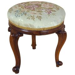 Victorian Carved Walnut Circular Stool