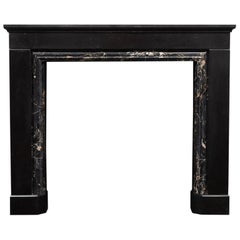 An antique black fossil and Portoro marble fireplace made during the 1830's